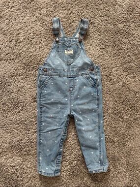 Oshkosh B’Gosh Denim Overalls Heart Pattern 18 Months